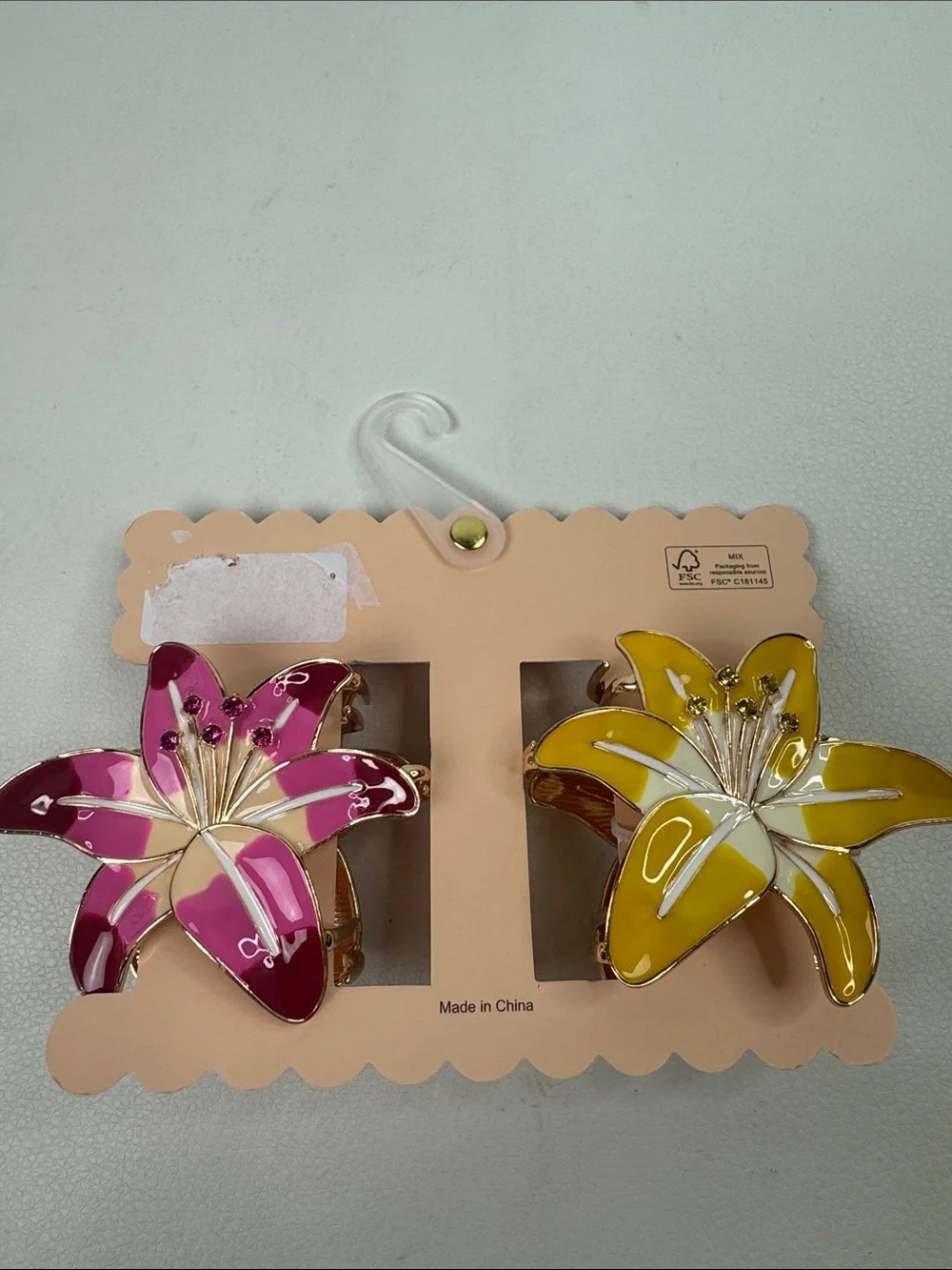 Sunday State Floral Enamel Hair Clips Claws in Yellow & Pink New NWT